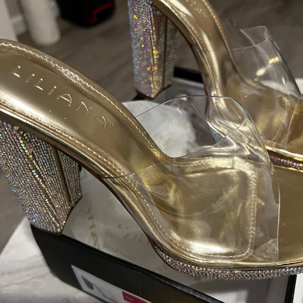 Brand new rhinestone clear heels